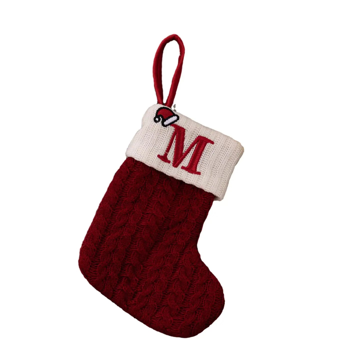 Knitted Christmas Stocking Ornament – Snowflake & Alphabet
