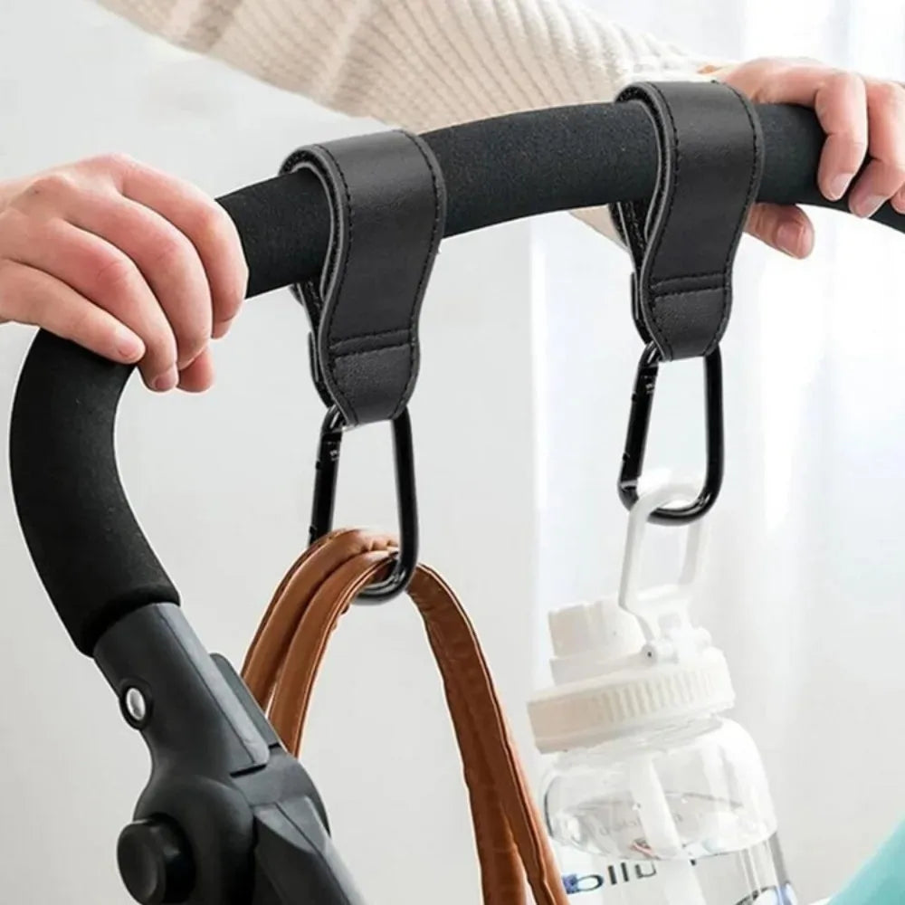 360° Rotatable PU Leather Baby Stroller Hook | Pram Organizer