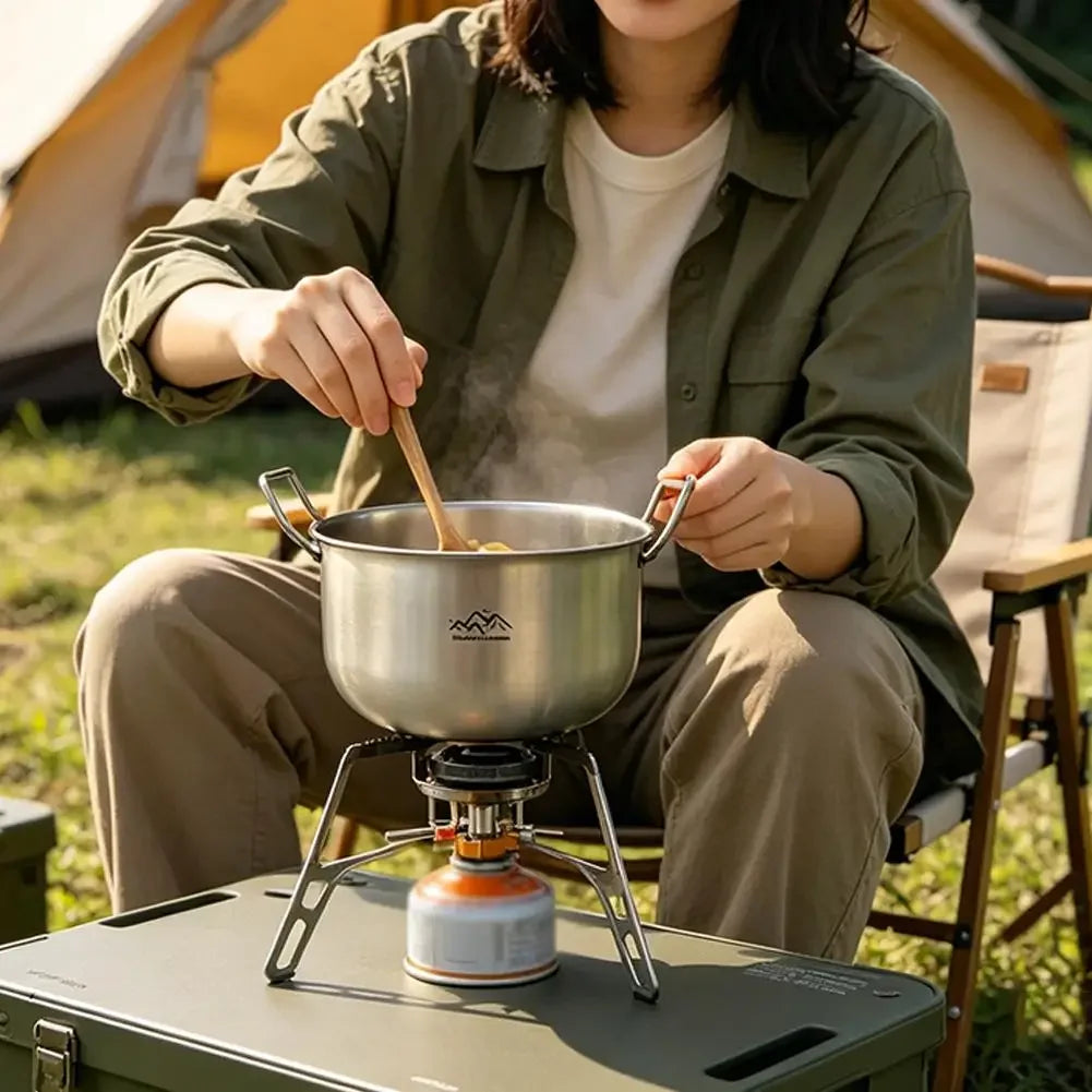 Ultralight Titanium Camping Soup Pot, Portable Foldable Bowl Handle Backpacking Pot for Hiking Trekking Picnic Fishing Cooking Peaceful Pleasures Health and Wellness