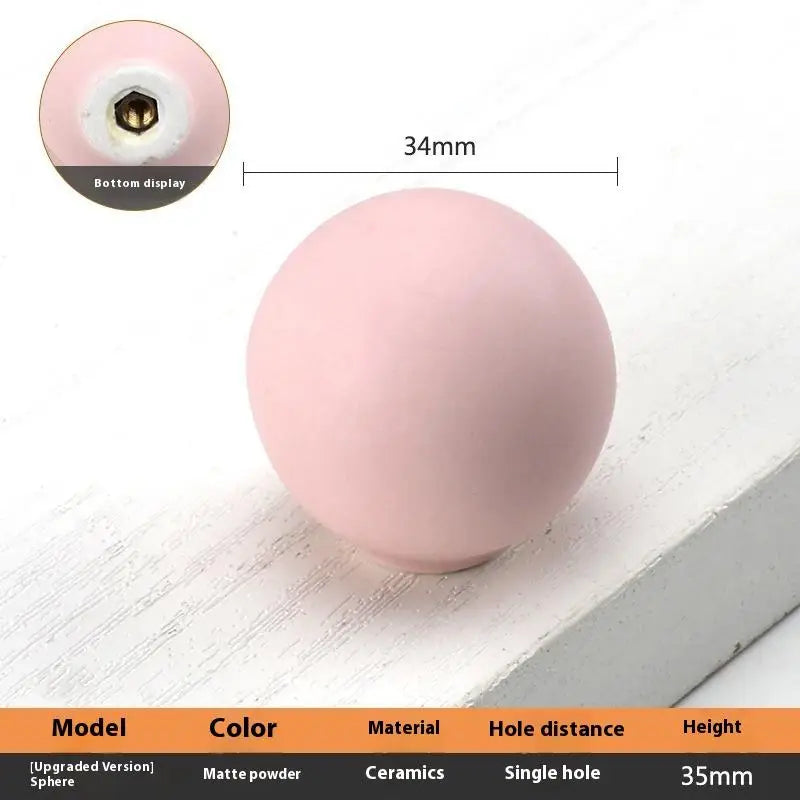 1pc Children's Furniture Handles Nordic Ceramic Children Room Cabinet Handles Macaron Colorful Round Drawer Knobs And Pulls Peaceful Pleasures Health and Wellness A4
