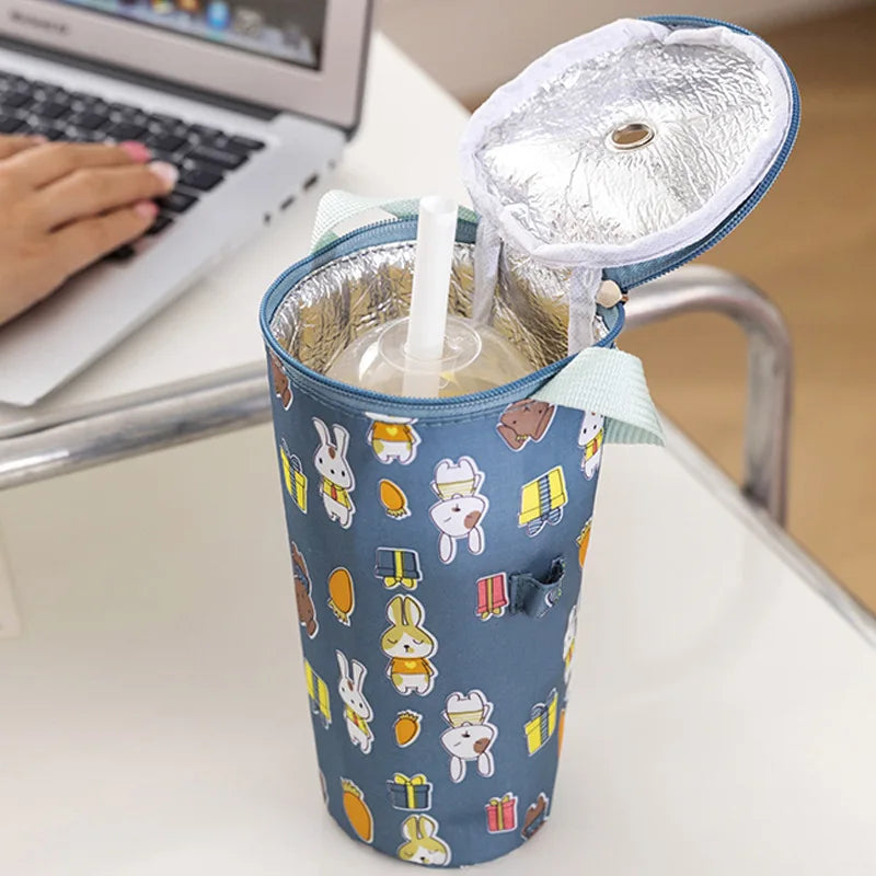 Insulated Milk Tea Tote Bag | Portable Cup Carrier & Umbrella Bag