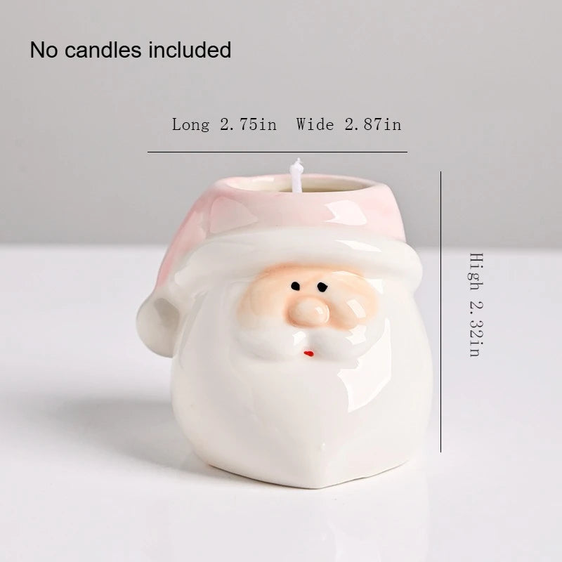 Household Creative American Style Personalized Santa Claus Candle Cup Empty Cup Ceramic Cup Gift Peaceful Pleasures Health and Wellness pink No candles