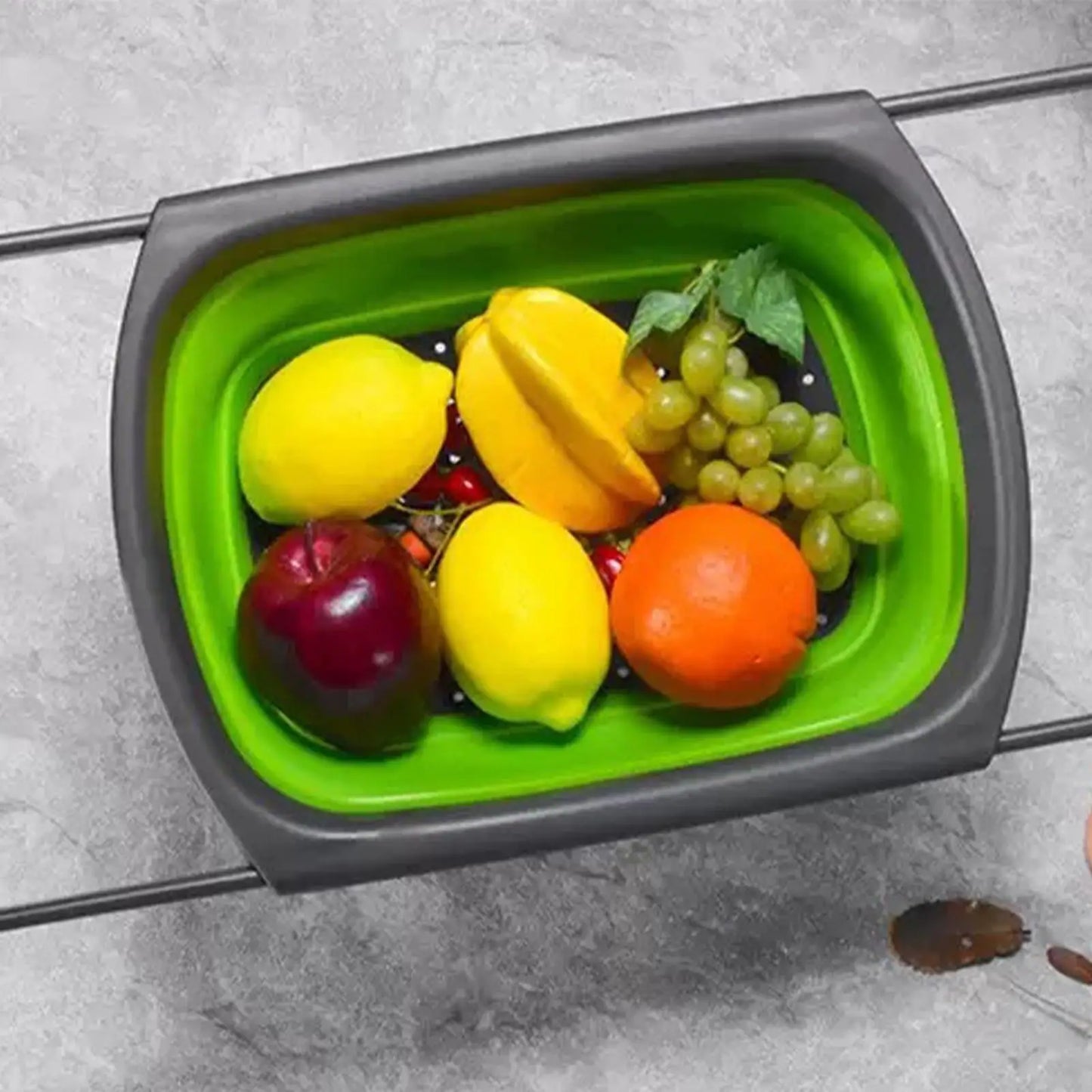 Folding Vegetable Draining Basket for Kitchen, Foldable Colander with Extendable Handles Kitchen Colander Drainer Basket for Peaceful Pleasures Health and Wellness
