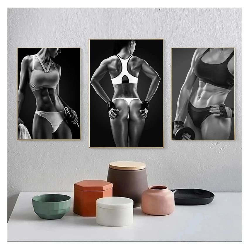 Nordic Fitness Woman Canvas Wall Art | Scandinavian Decor