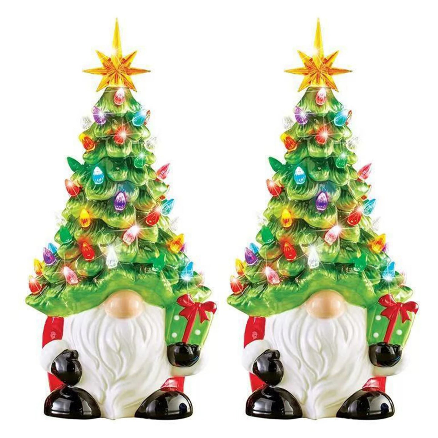 LED Lighted Christmas Gnome Resin Tabletop Decoration