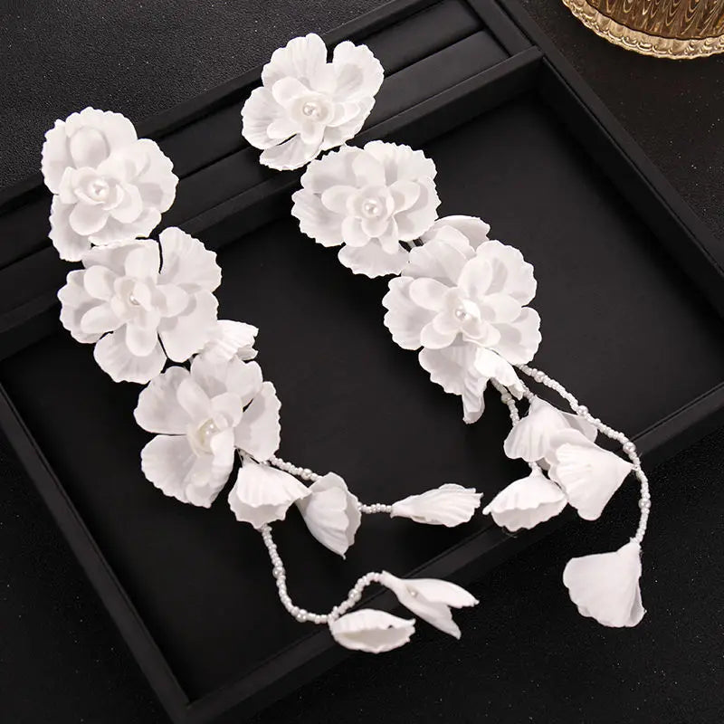 Pearl Hairbands Earrings for Woman Floral Hair Accessories Ear Clips for Special Occasions Party Peaceful Pleasures Health and Wellness