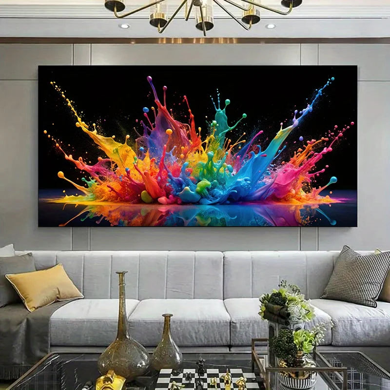 Vibrant Abstract Splash Canvas Art Frameless Colorful Modern Wall Decor for Living Room, Bedroom, Large Canvas Wall Art Peaceful Pleasures Health and Wellness ZLH4272 50x100cm No Frame