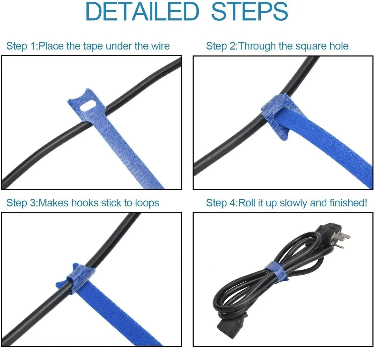 Self-Adhesive Hook & Loop Cable Ties 30pcs – Reusable Nylon Cable Tie Fastener Peaceful Pleasures Health and Wellness
