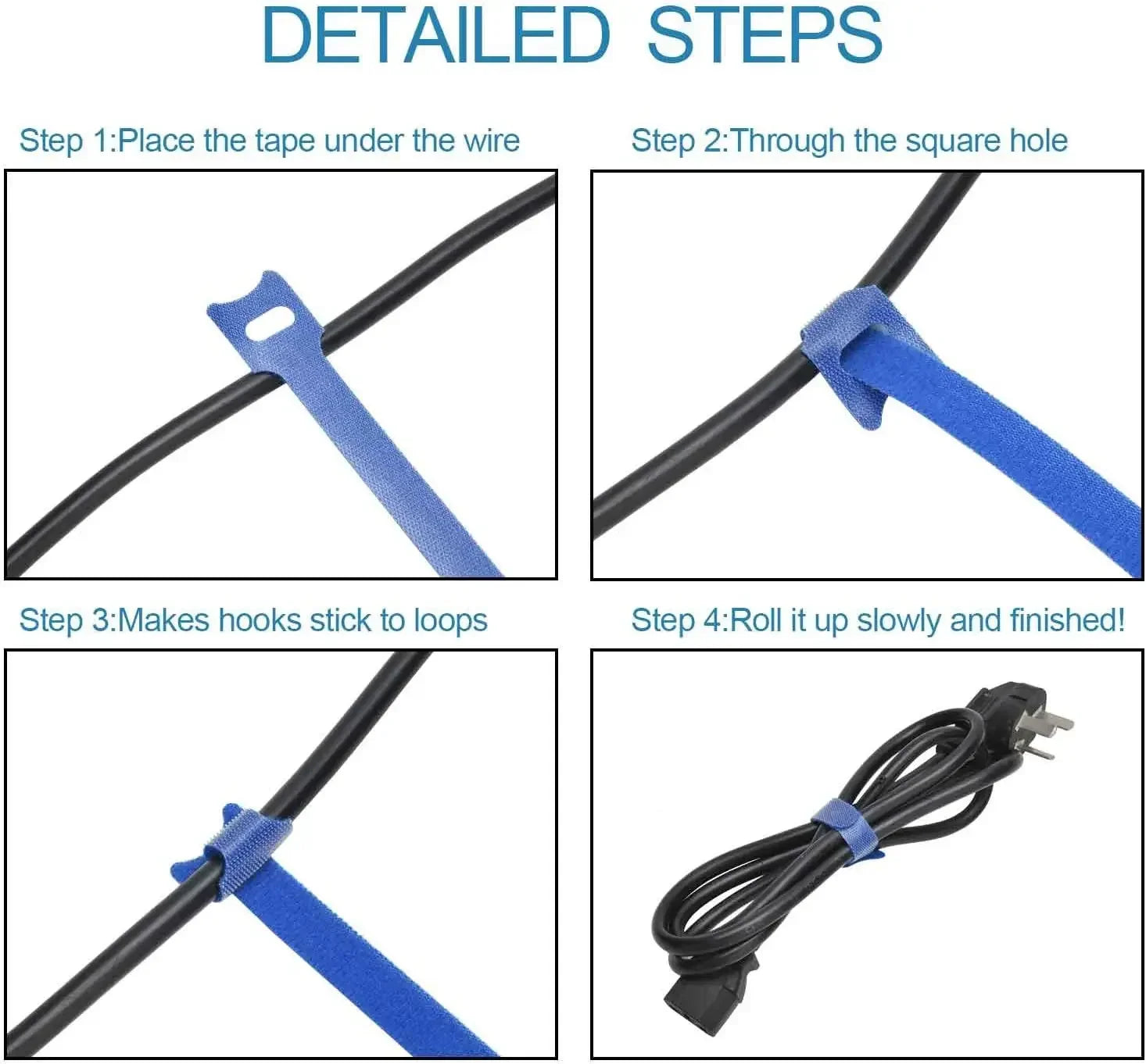 Self-Adhesive Hook & Loop Cable Ties 30pcs – Reusable Nylon Cable Tie Fastener Peaceful Pleasures Health and Wellness