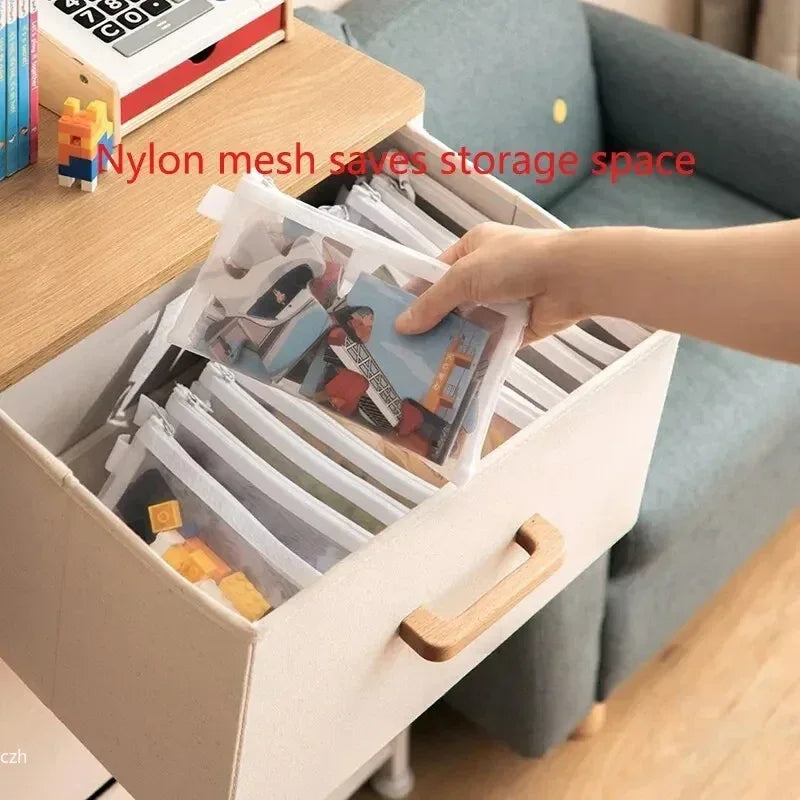 3pcs/Set Transparent Document Bag Mesh Zipper Information Bag Small Fresh Large Capacity Stationery Bag Peaceful Pleasures Health and Wellness