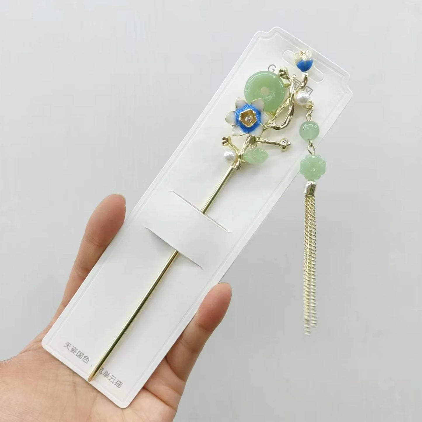 Chinese Style Hair Stick with Flower Decor Retro Floral Design Headwear with Tassel for Friends Girlfriend Wife Novel Gift Peaceful Pleasures Health and Wellness Model 22
