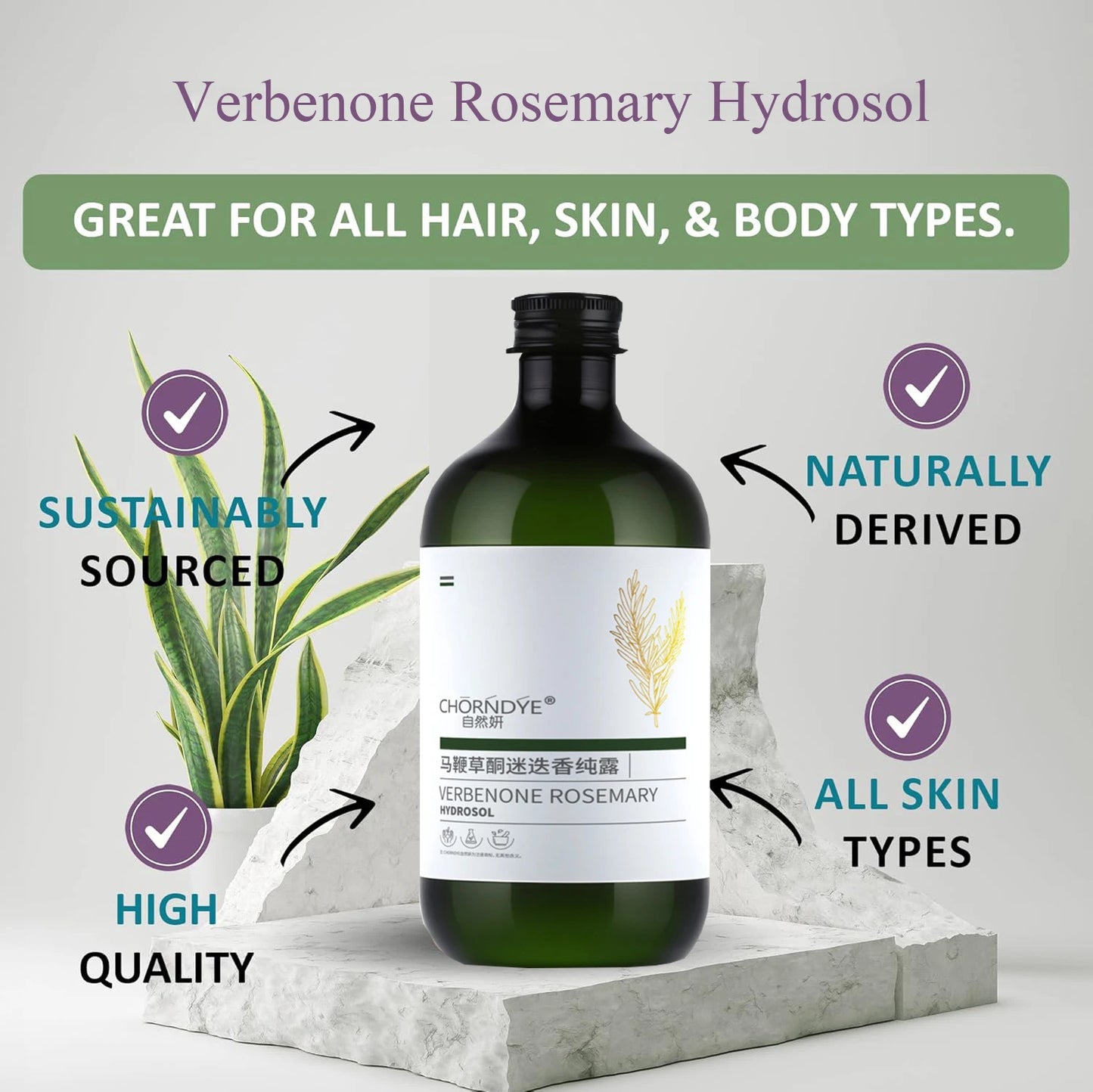 Face Care Water Nourishing Skin Improve Dullness Facial Toner Verbenone Rosemary Hydrosol Korean Skincare Products 500ml Peaceful Pleasures Health and Wellness