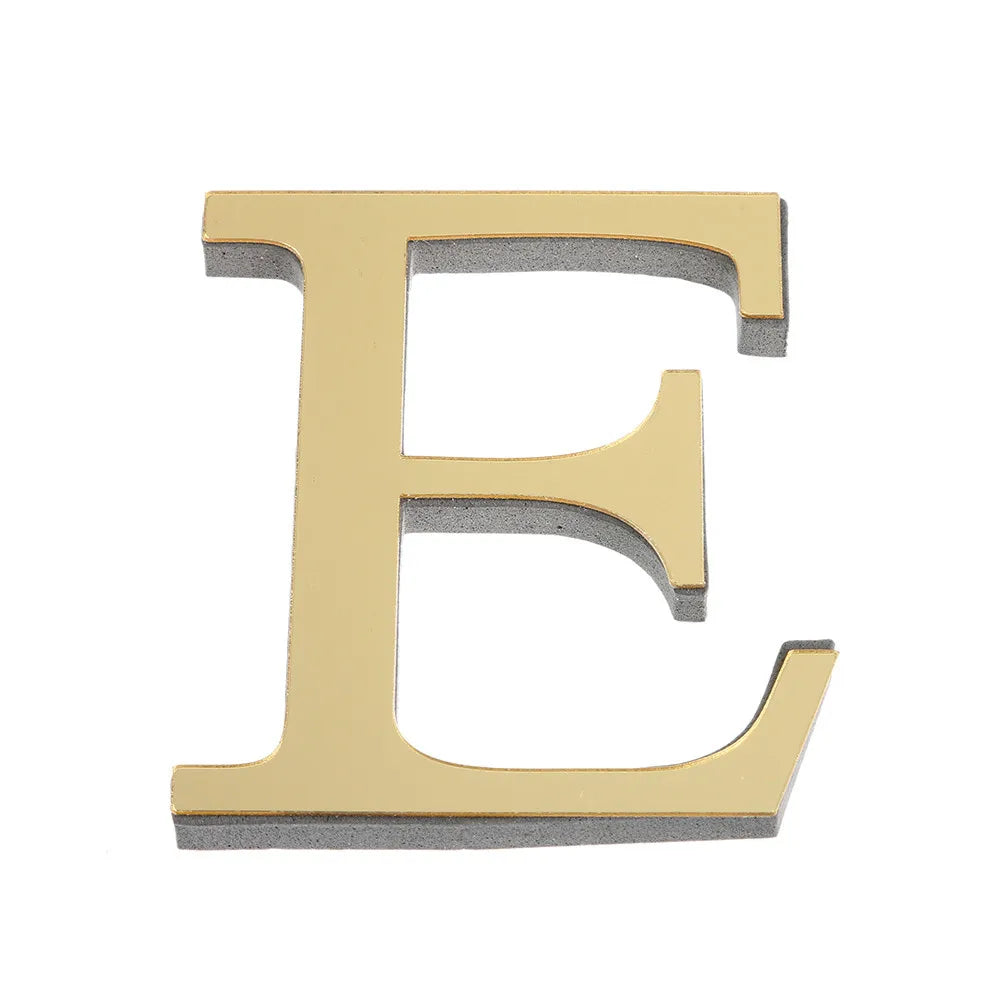 3D Mirror Acrylic Letter Wall Stickers – DIY A–Z Gold Decals