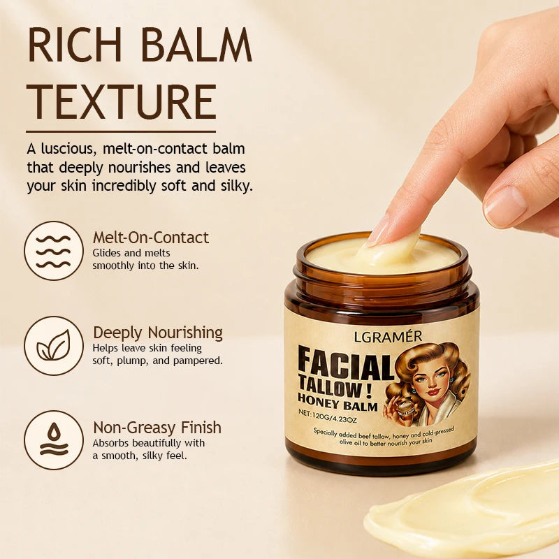 30g/60g/120g Facial Tallow Honey Balm Cream Natural Beef Tallow Face Cream with Olive Oil,Moisturizing & Nourishing for Dry Skin Peaceful Pleasures Health and Wellness