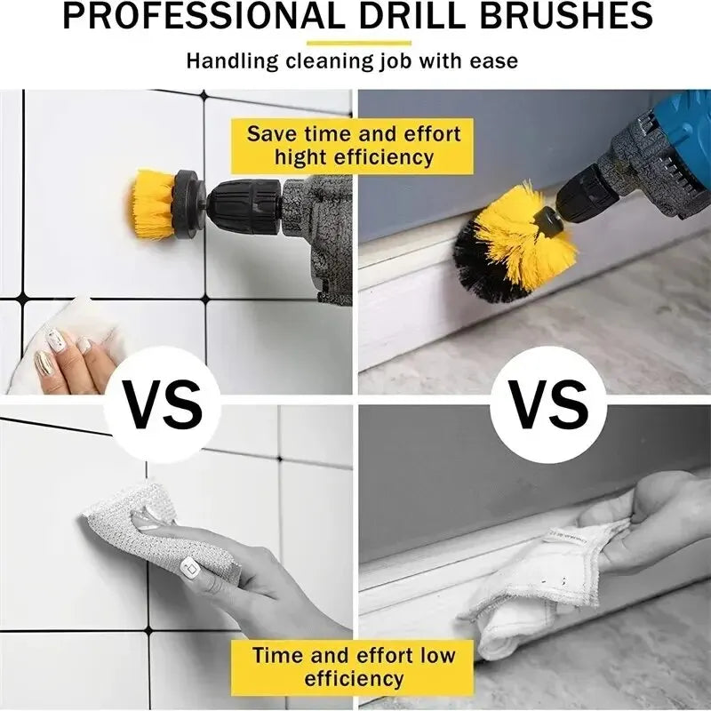 3-Piece Drill Brush Attachment Set – Tile, Grout & Carpet Scrubber