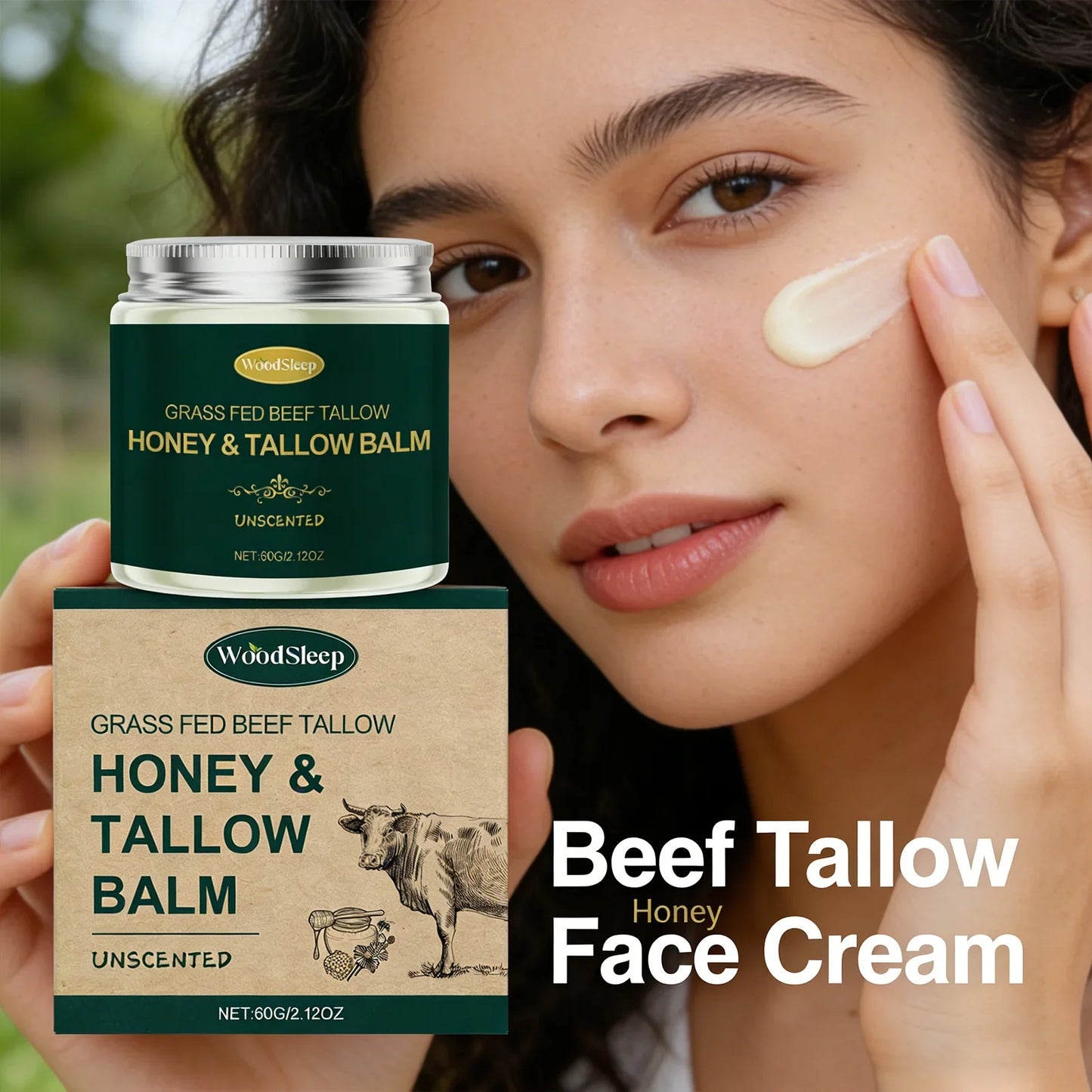 WOODSLEEP Beef Tallow & Honey Face Cream – 60g Moisturizer