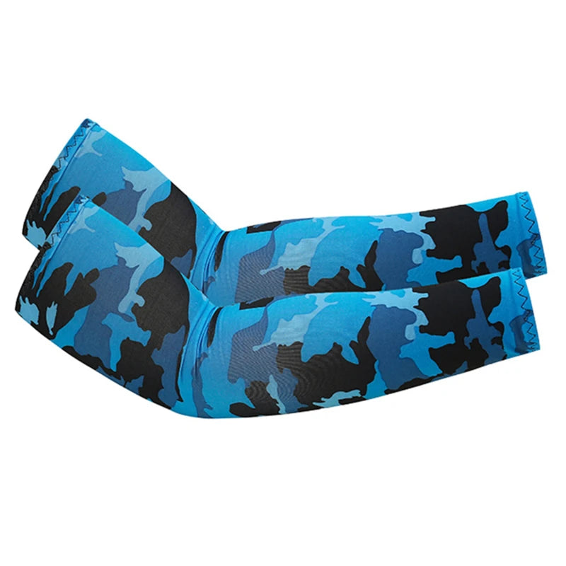 Unisex Cooling Arm Sleeves Elbow Cover Cycling Run Fishing UV Sun Protection Outdo Cool Arm Sleeves Peaceful Pleasures Health and Wellness blue camouflage