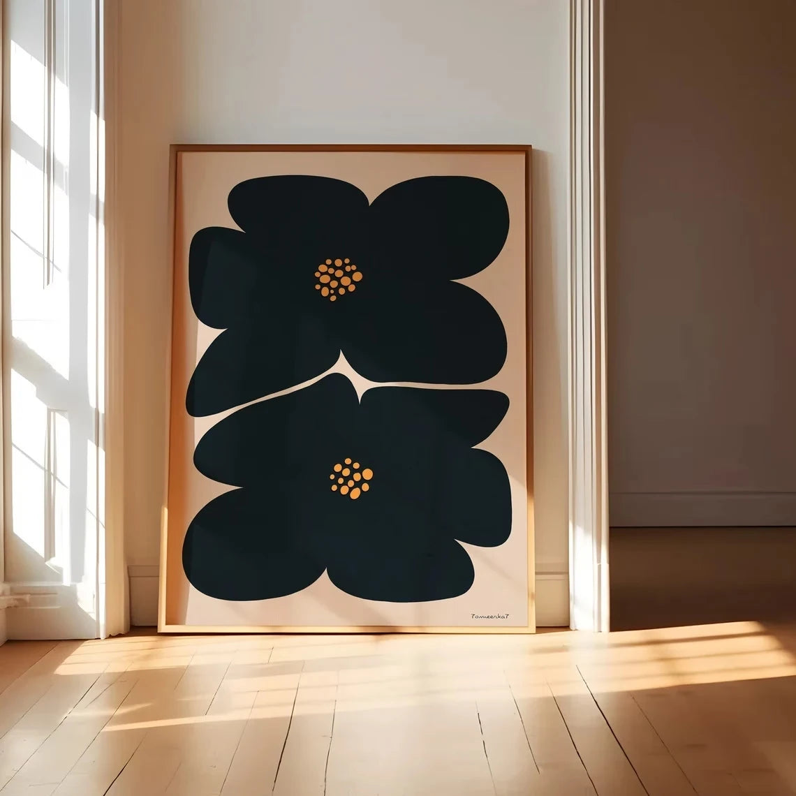 Modern Abstract Black Flowers Wall Art Print Canvas Painting Poster Picture For Living Room,Bedroom Home Decor Peaceful Pleasures Health and Wellness