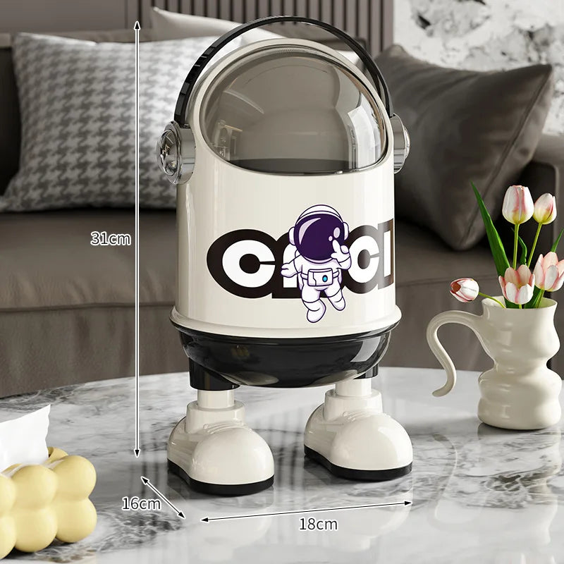 Astronaut Desktop Trash Bin – Covered Mini Waste Basket