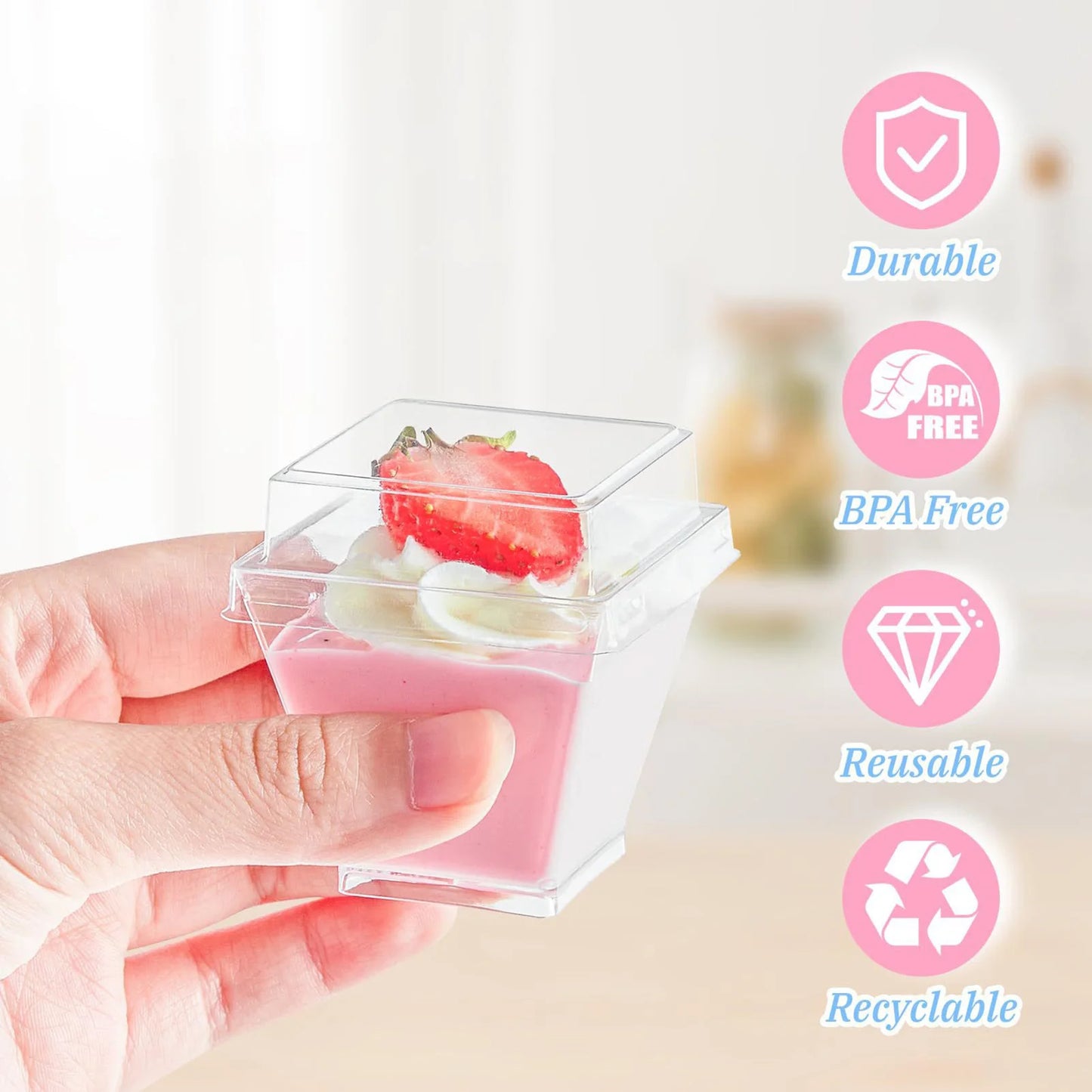 Dessert Cups with Lids and Spoons Pudding Appetizer Cup Bowls Practical For Festivals Home Dessert Shops Peaceful Pleasures Health and Wellness