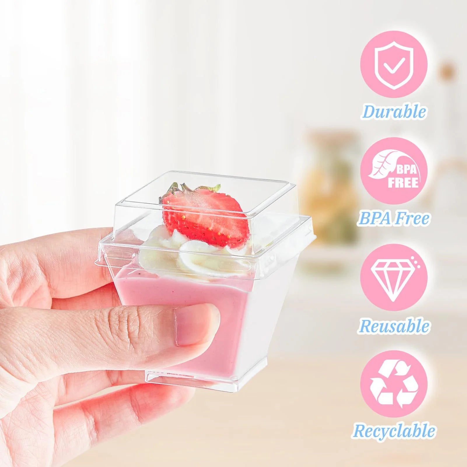Dessert Cups with Lids and Spoons Pudding Appetizer Cup Bowls Practical For Festivals Home Dessert Shops Peaceful Pleasures Health and Wellness