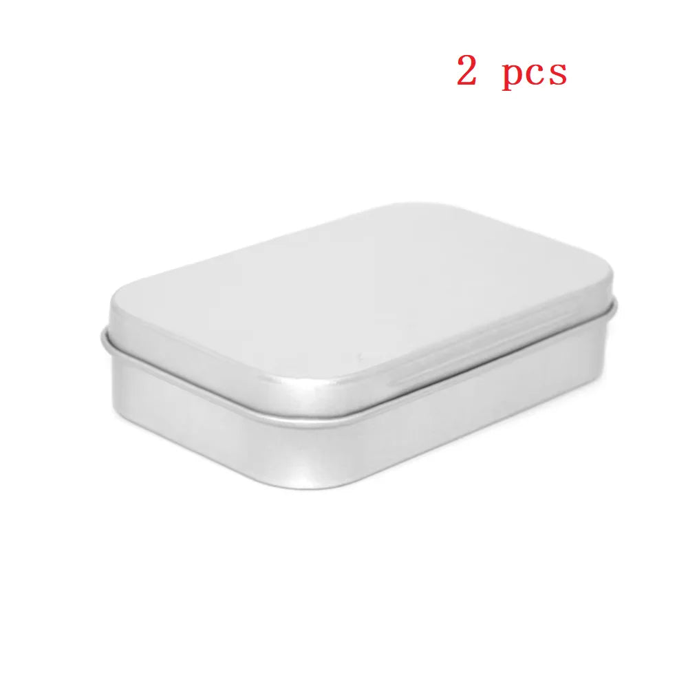 Metal Rectangular Empty Mini Tin Box Tinplate Push Candy Pill Cases Bins Jar Hinged Containers Small Organizer Storage Box Peaceful Pleasures Health and Wellness 2pcs Silvery M