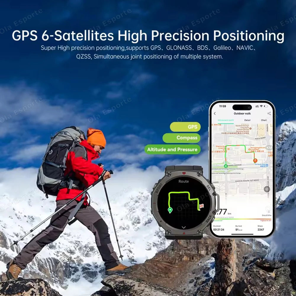 Ola Esporte HW12 Military Smartwatch | 1.43" AMOLED GPS Watch