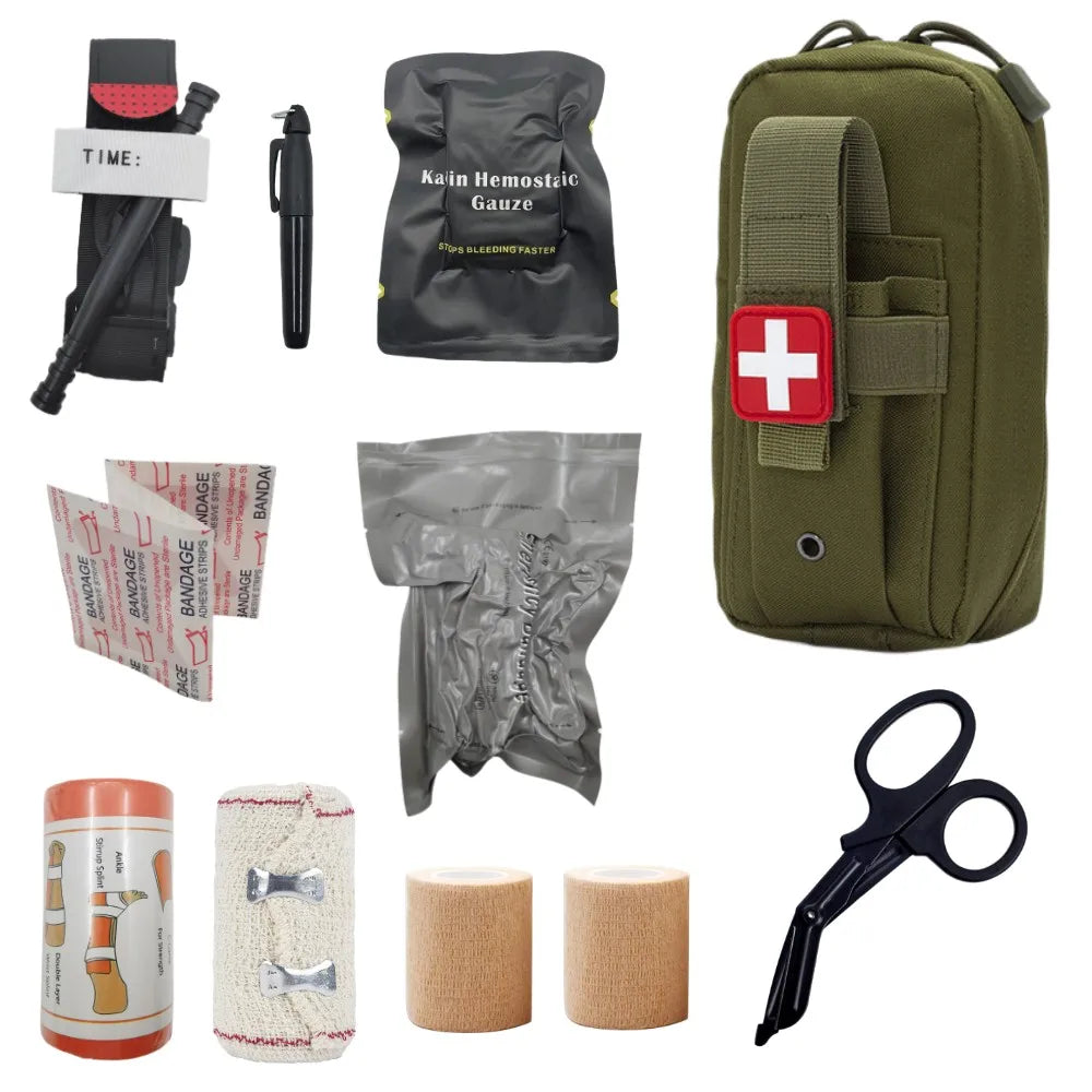 First aid kit EDC First aid kit Molle IFAK First aid kit EMT Survival tourniquet bandage Israel bandage Peaceful Pleasures Health and Wellness Green