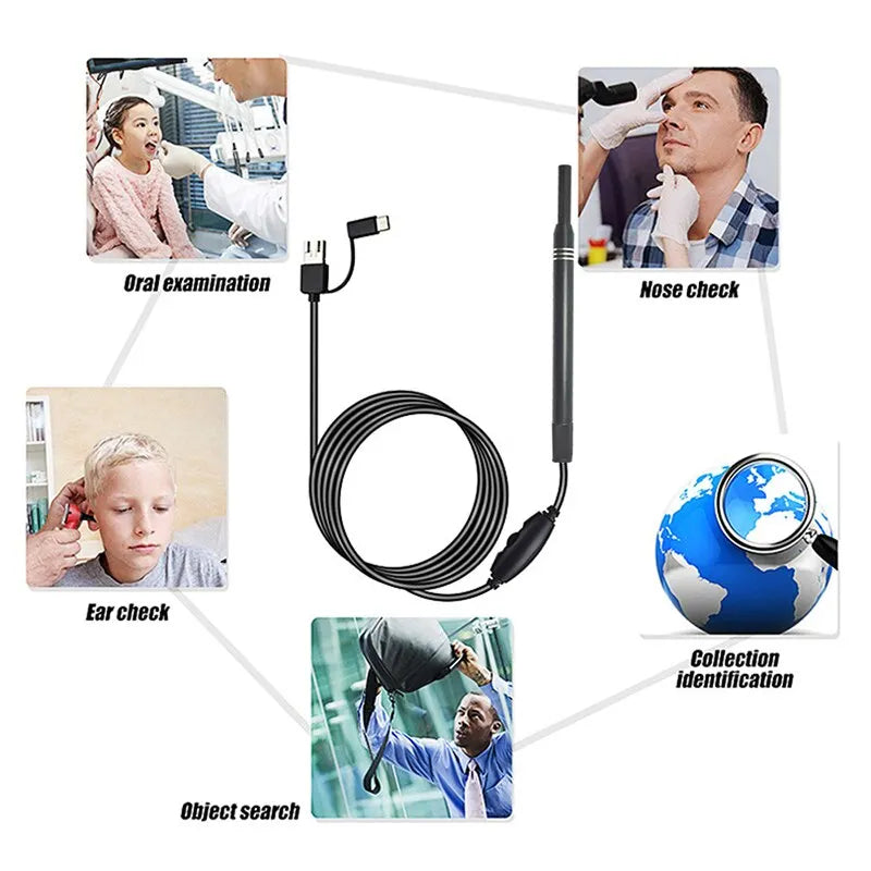 USB HD Mini Camera Electronic Ear Spoon Endoscope Cleaner Earwax Removal Cleaning Tool Intelligent Visual Ear Picking Spoon Peaceful Pleasures Health and Wellness