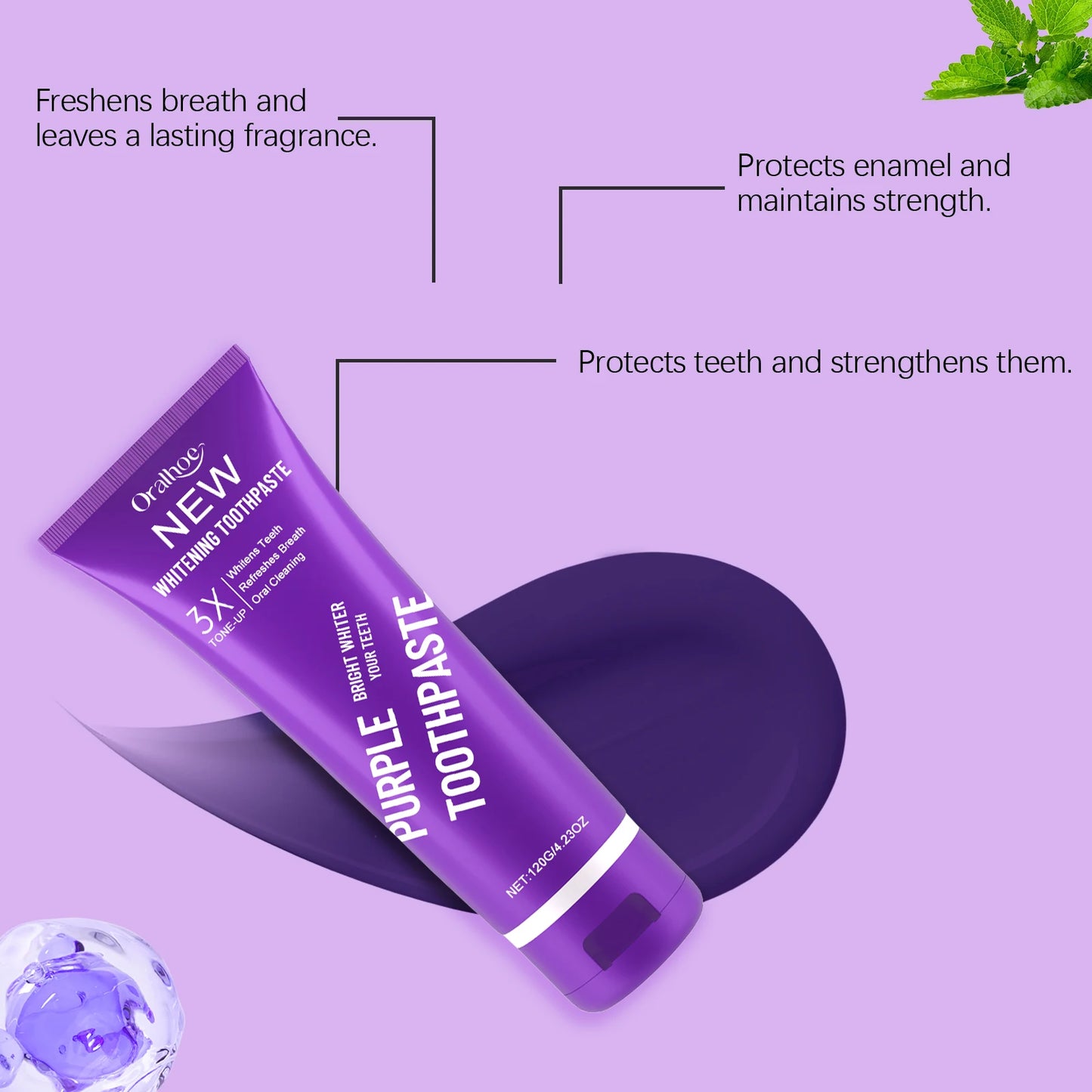 Purple Whitening Toothpaste | Fluoride-Free Stain Removal Mint