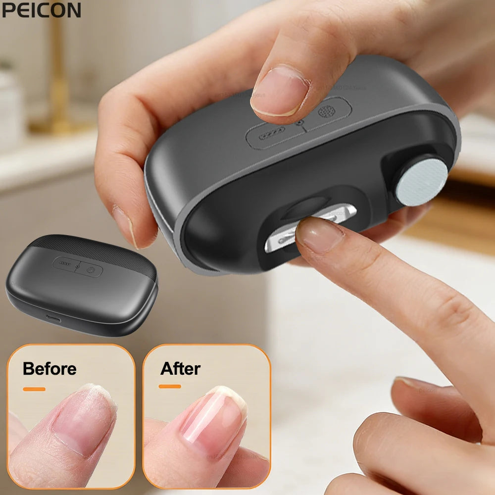 Electric Nail Clippers Automatic Electric Nail Cutter Rechargeable Portable Fingernail Clipper Polishing Grinder with Lighting Peaceful Pleasures Health and Wellness