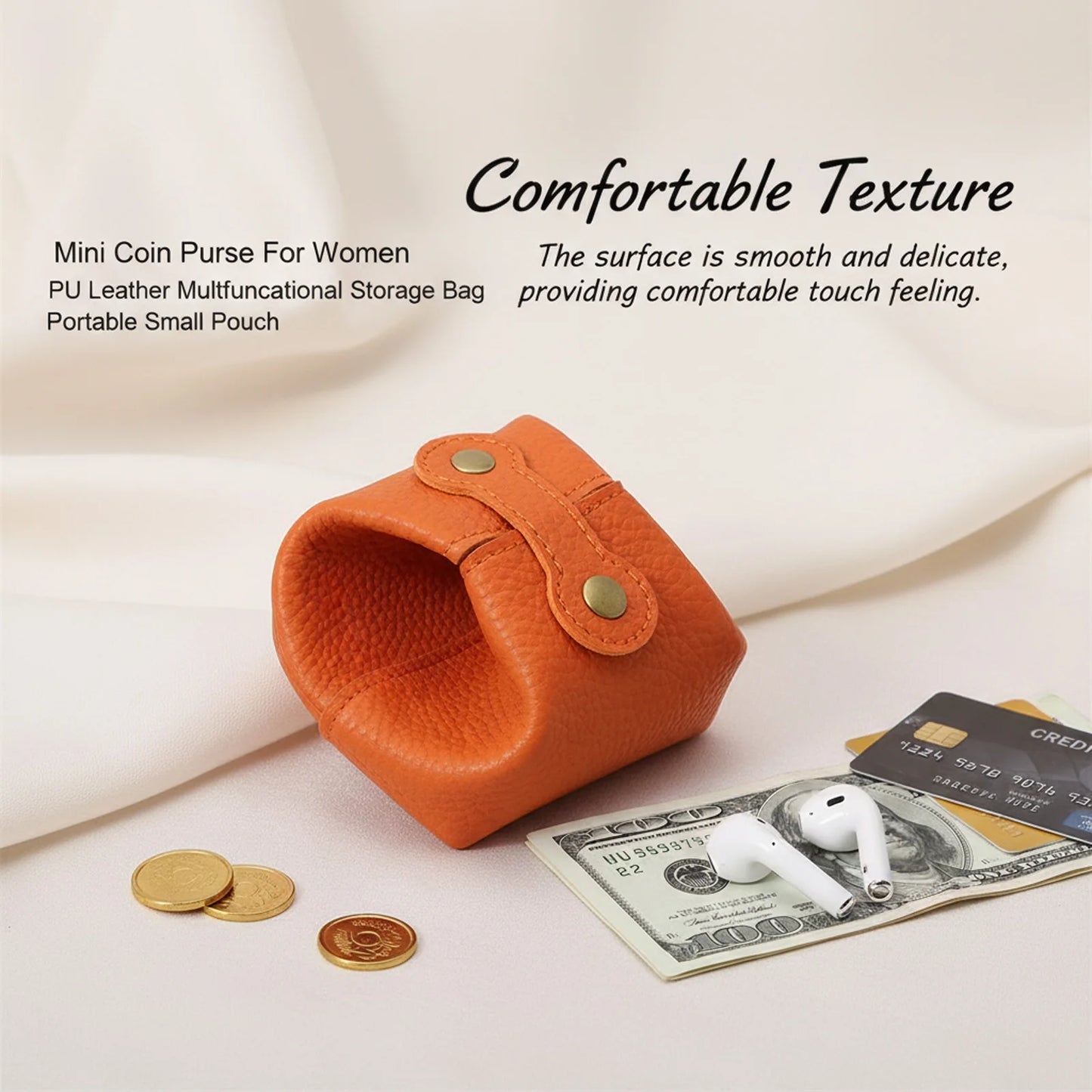 Mini Coin Purse Small Wallet for Women with Zipper Pocket Earphone Keys Lipstick Organizer Portable Korean Style Accessory Peaceful Pleasures Health and Wellness