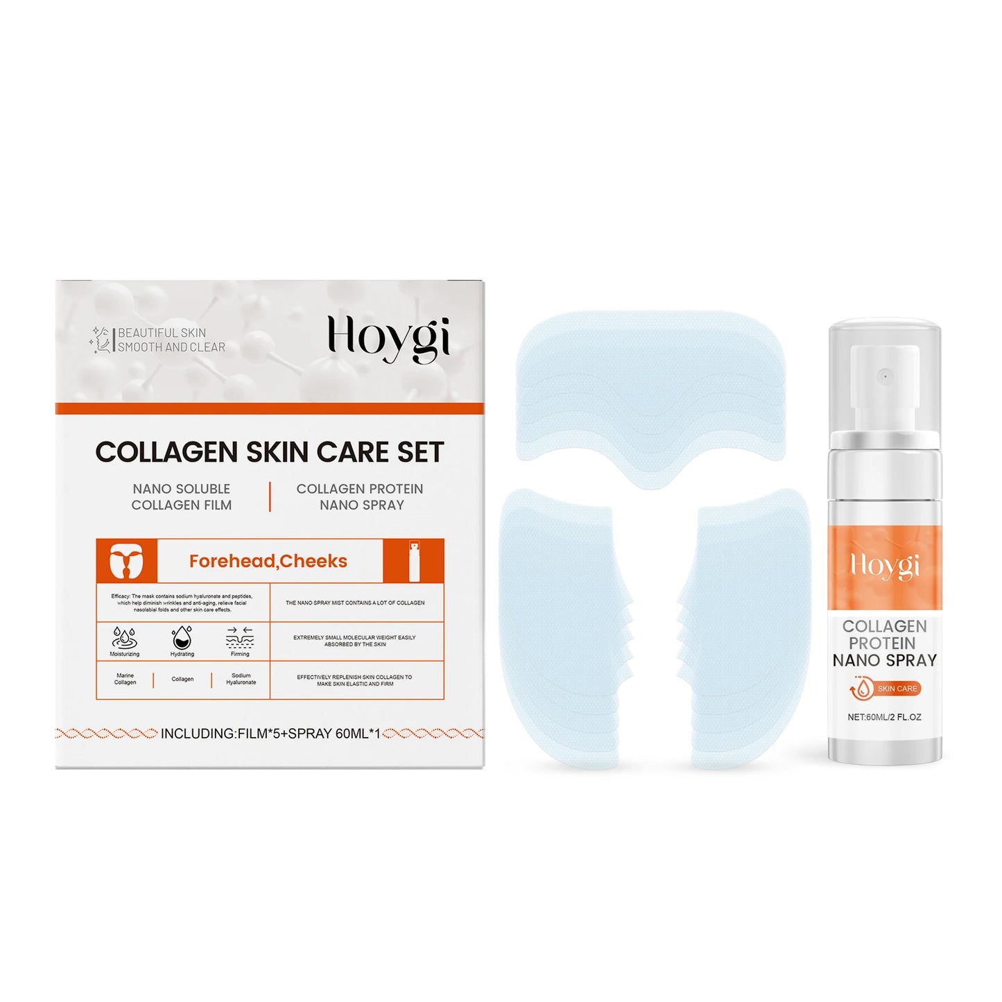 Soluble Collagen Mask Firming Lifting Fade Fine Lines Removal Wrinkle Increase Skin Elasticity Anti Aging Nourish Face Skin Care Peaceful Pleasures Health and Wellness 5pcs and 60ml