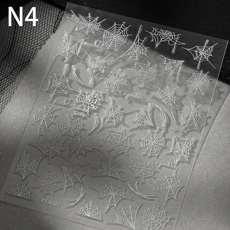 1 Sheet 3d Spider Self Adhesive Nail Art Stickers Spider Web Nail Art Decals For Manicure Decorations Peaceful Pleasures Health and Wellness N4