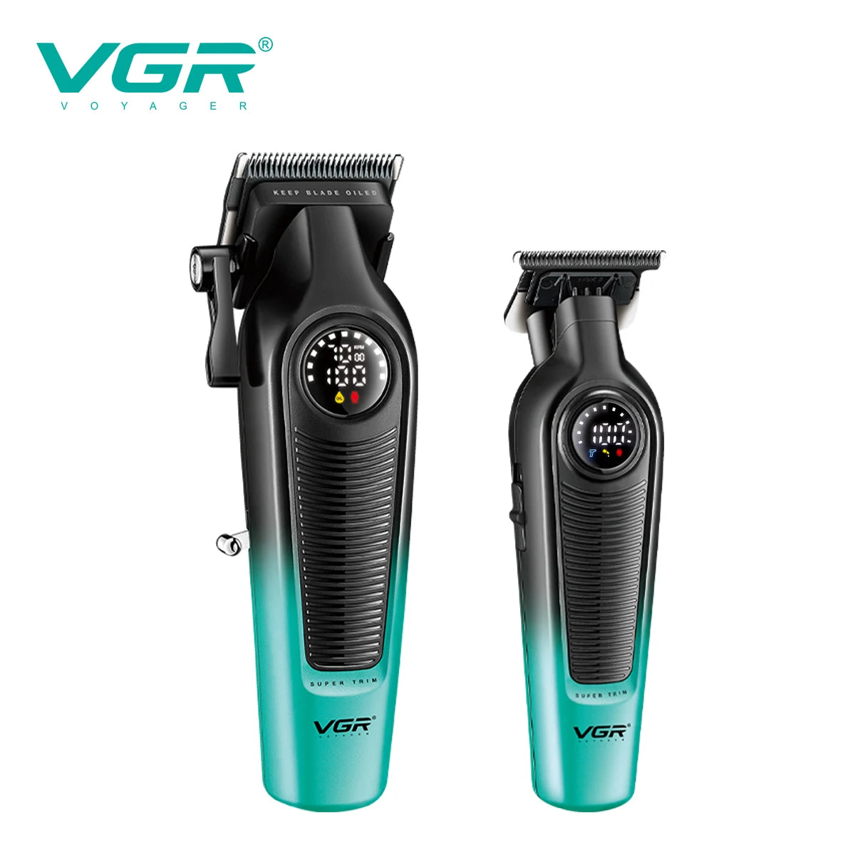 VGR high-end hair trimming set 2-piece men's electric hair clipper household oil head carving push shear digital shave V-196&996 Peaceful Pleasures Health and Wellness