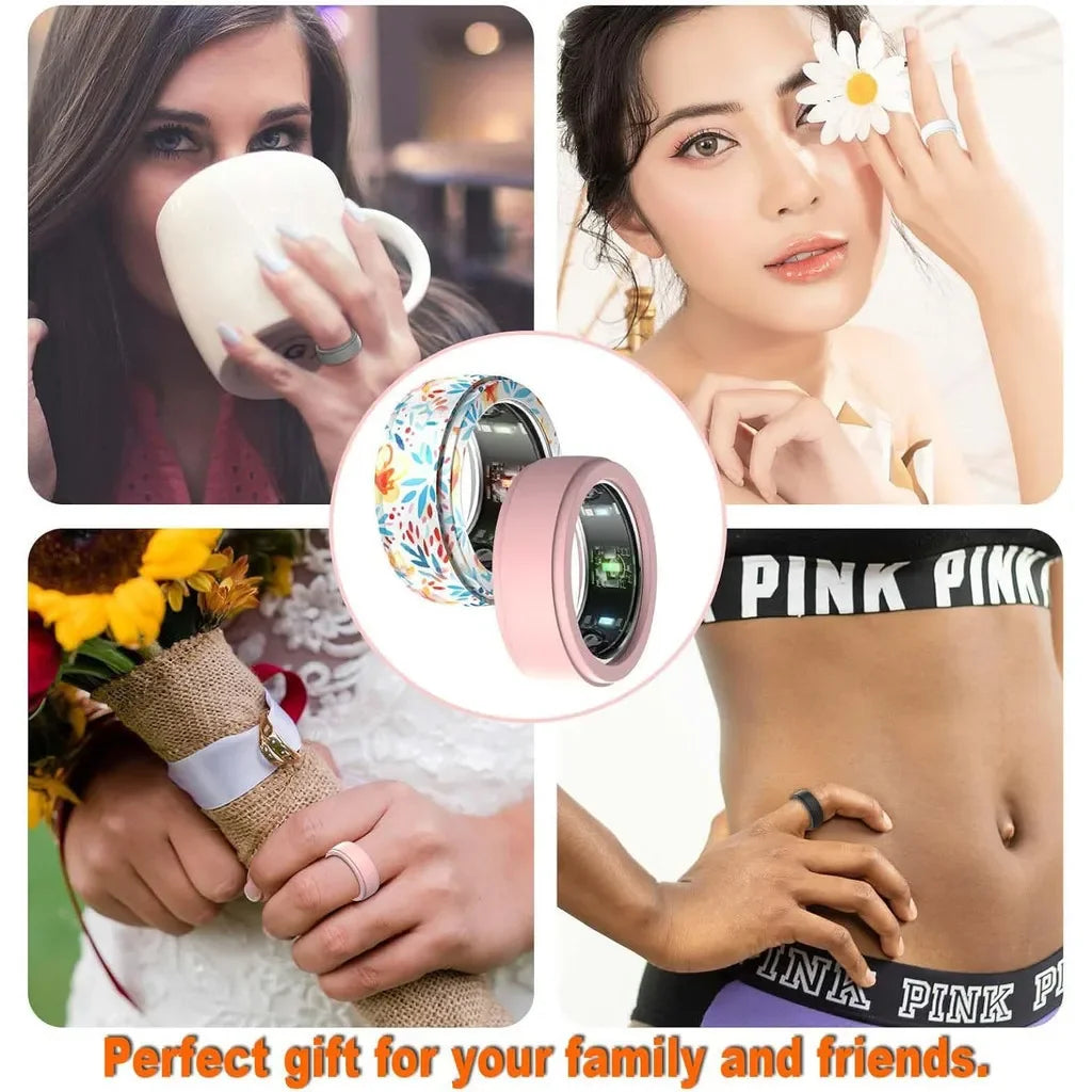 8 Pack for Samsung Galaxy Ring Case and Oura Ring Gen3 Cover Anti-Scratch Soft Silicone Funda Peaceful Pleasures Health and Wellness random 3packs M for 11 12 13