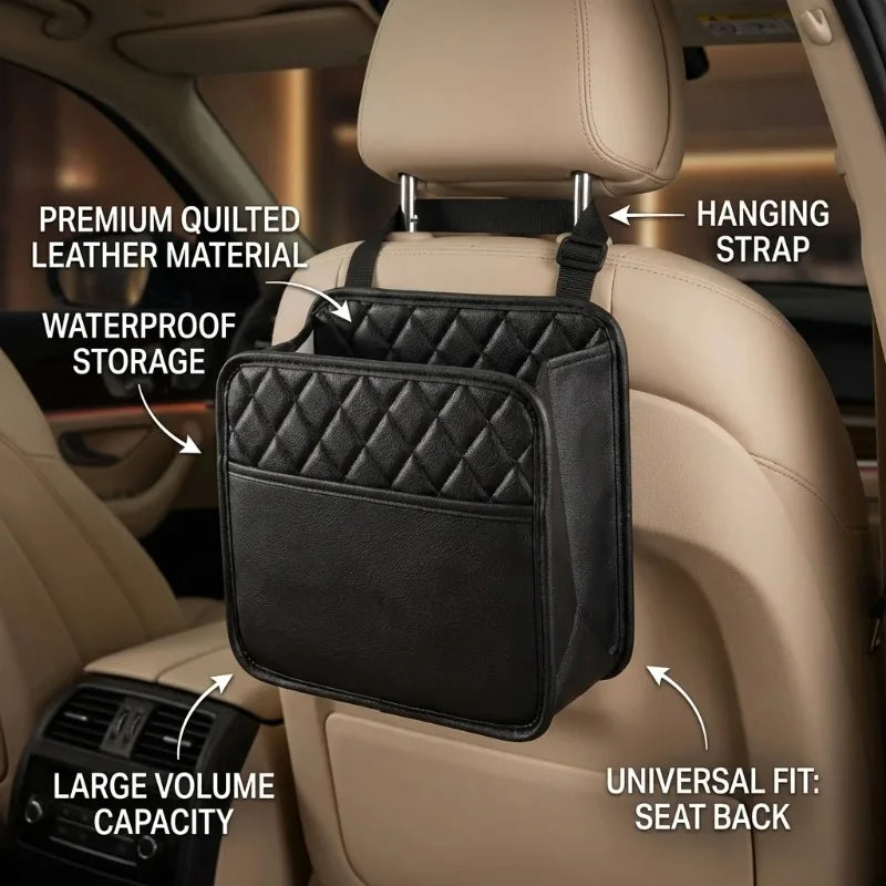 Leather Car Seat Back Organizer | Waterproof Multi-Pocket Bag Car Seat Organizer Peaceful Pleasures Health and Wellness