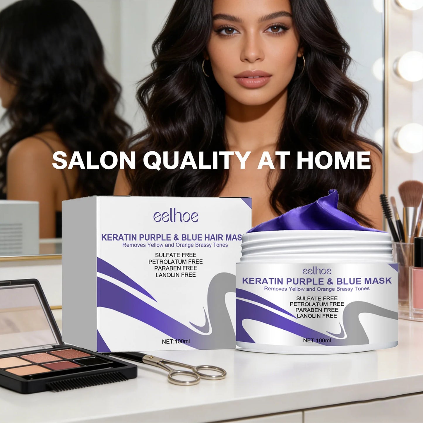 Eelhoe Keratin Purple Blue Hair Mask | Repair, Tone & Brighten Keratin Hair Mask Peaceful Pleasures Health and Wellness