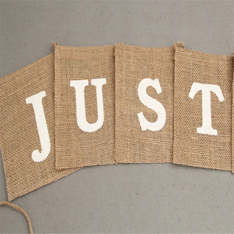 Bar Decoration Jute Burlap Bunting Rustic Just Married Mr Mrs Wedding Banner Garland Party Flags Candy Event Home Party Supplies Peaceful Pleasures Health and Wellness