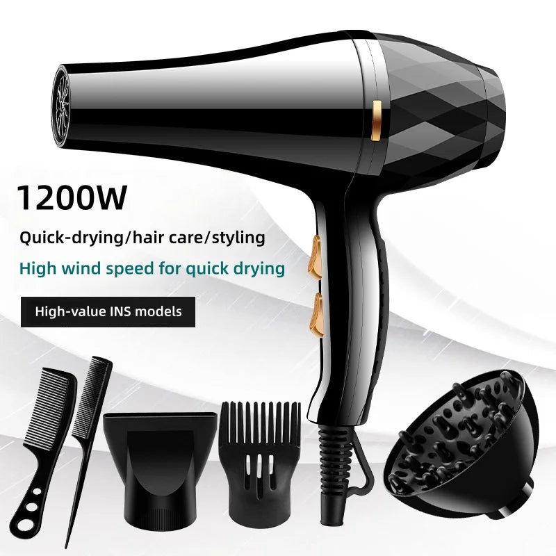 2026 Hot Selling Hair Salon Hair Dryer, Household Dormitory High-Power Cold Hot Air Blue Light Diffuser Hair Dryer Peaceful Pleasures Health and Wellness E-black-5 UK
