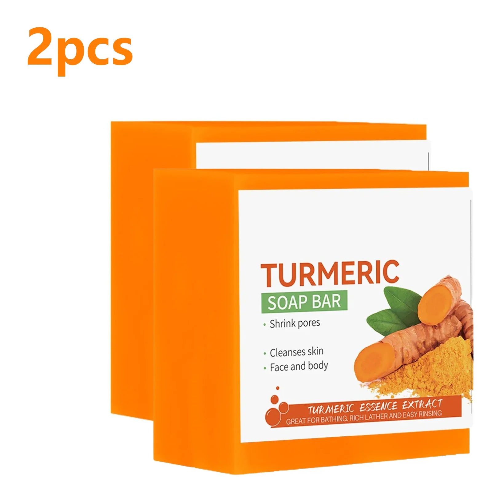 Hand Made Turmeric Soap Body Cleaning Lightening Dark Underarm Leg Body Cleansers Brightening Face Soap Tender Skin Care Beauty Peaceful Pleasures Health and Wellness 2pcs