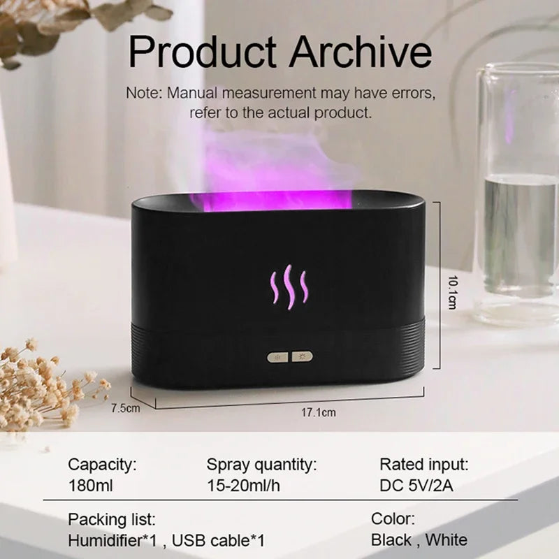 Creative Simulation Flame Aromatherapy Machine Humidifier Diffuser Fragrance Machine Home 5v Office Desktop 3D Flame Humidifier Peaceful Pleasures Health and Wellness