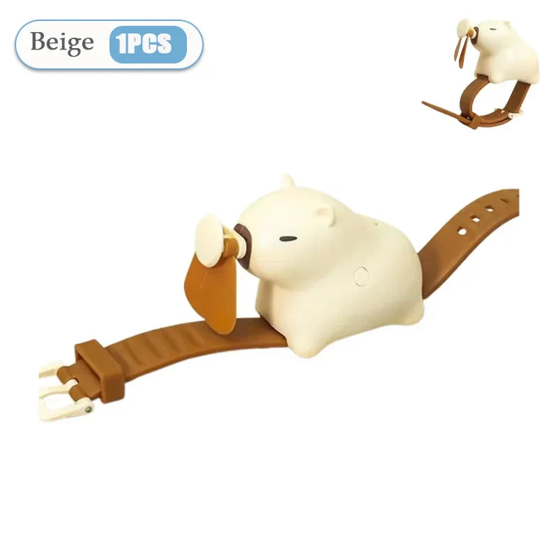Capybara Wrist Fan – USB Rechargeable Wearable Watch Fan