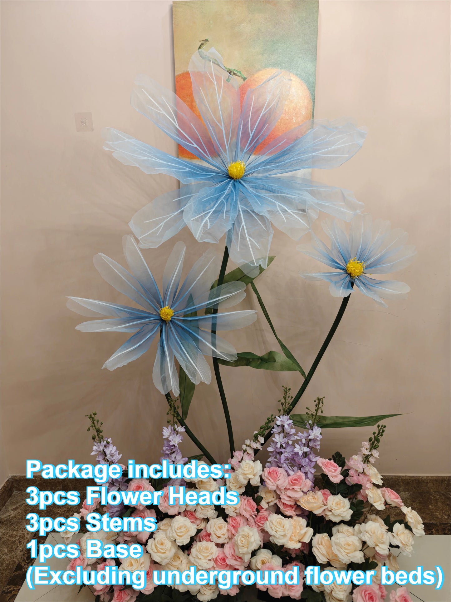 Artificial Silk Poppy Flower Wedding Backdrop Stand 40–80cm