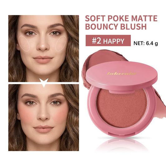 Lakerain Soft Poke Matte Bouncy Blush – Long-Lasting Cheek Tint Matte Cheek Blush Peaceful Pleasures Health and Wellness