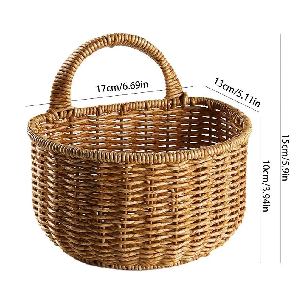 Hanging Woven Wall Basket | Boho Bamboo Storage & Decor