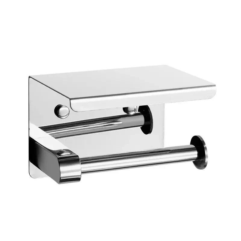 No-Drill Stainless Steel Toilet Roll & Paper Towel Holder
