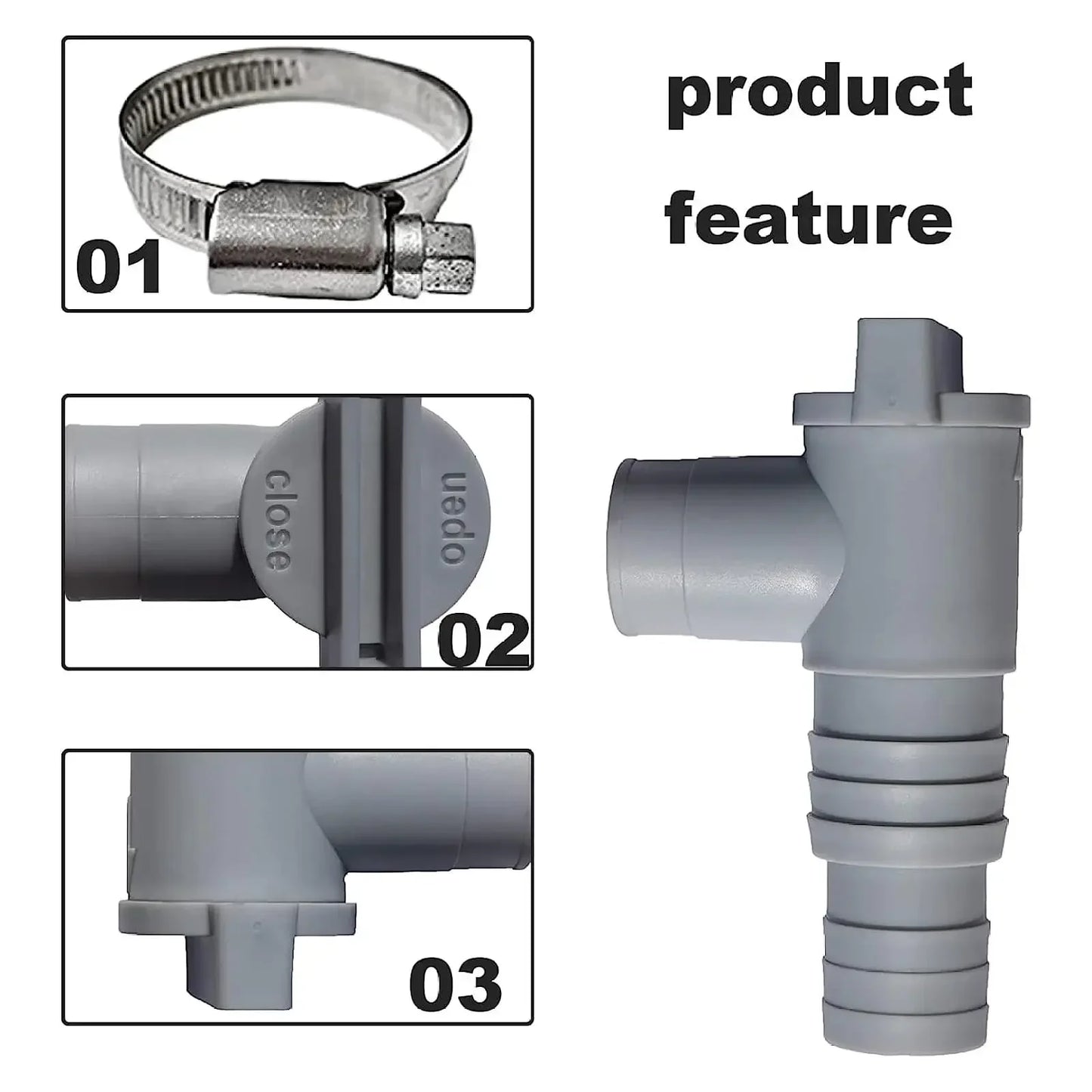 PVC Pool Filter Pump Adapter Durable 32mm Pool On/Off Plunger Valve Sealed Replacement for Outdoor Equipment Parts Peaceful Pleasures Health and Wellness