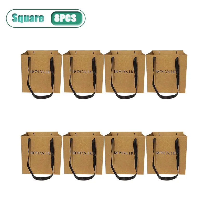 Kraft Paper Tote Bags with Satin Handle | Gift & Wedding Bags