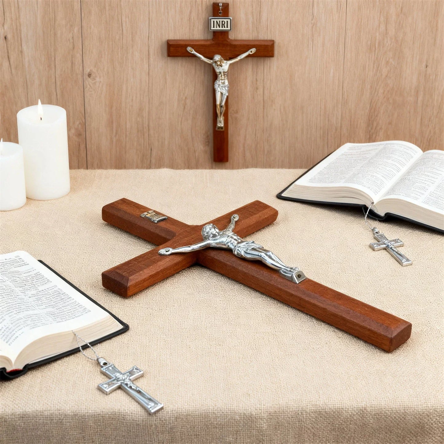 7.8" Hand Carved Wooden Cross – Wall Hanging & Table Decor